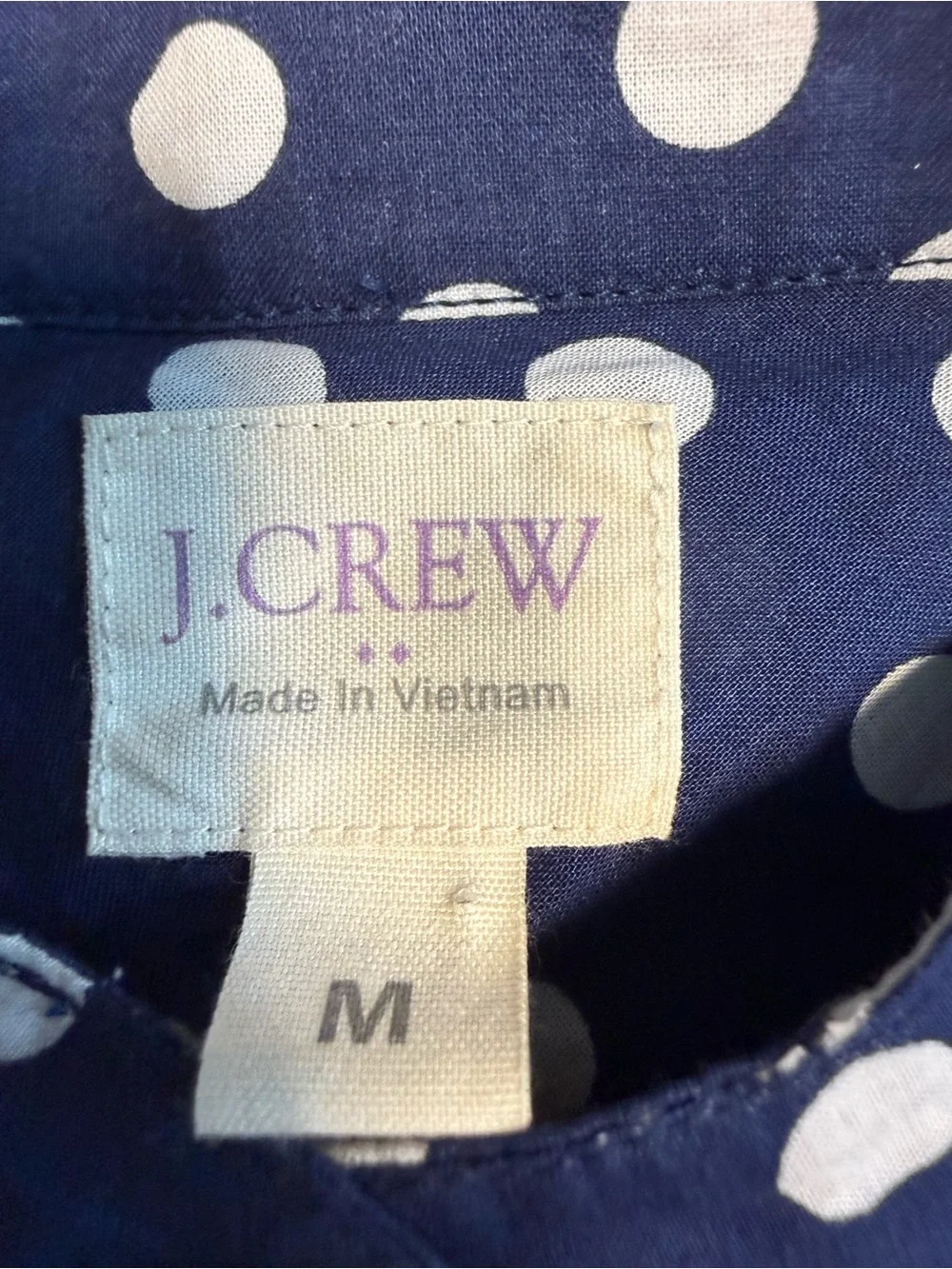 J. Crew Navy Polka Dot Button-Front Tie-Hem Shirt - Picture 8 of 9